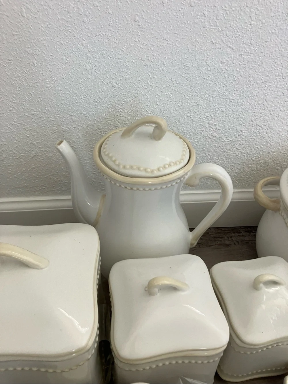 Princess House Cream Ceramic Canister and Serveware Collection